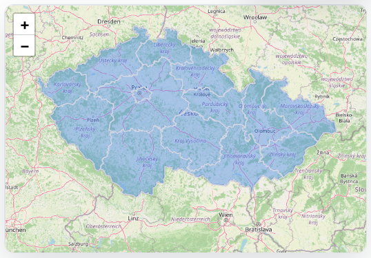 Mapa krajů bez vybraného území.