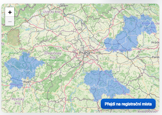 Registrační místa dostupná v rámci vybraného okresu.